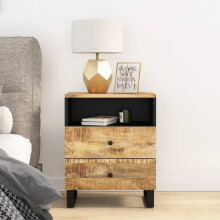 Berkfield Bedside Cabinet 50x33x62 cm Solid Wood Mango&Engineered Wood