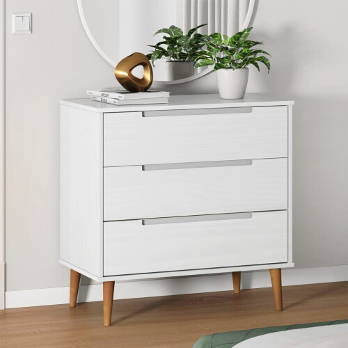 Berkfield Drawer Cabinet MOLDE White 80x40x80 cm Solid Wood Pine