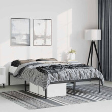 Berkfield Metal Bed Frame without Mattress Black 135x190cm
