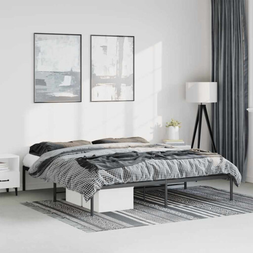 Berkfield Metal Bed Frame without Mattress Black 183x213cm