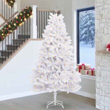 Berkfield Artificial Hinged Christmas Tree White 270 cm PVC and Steel