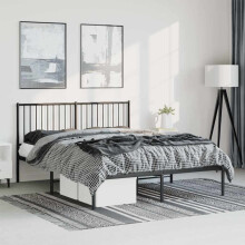 Berkfield Metal Bed Frame without Mattress with Headboard Black 150x200cm