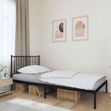 Berkfield Metal Bed Frame without Mattress with Headboard Black 107x203cm