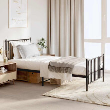 Berkfield Metal Bed Frame without Mattress with Footboard Black 90x190cm