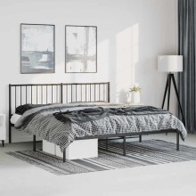Berkfield Metal Bed Frame without Mattress with Headboard Black 183x213cm