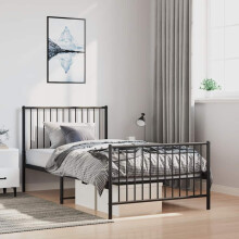 Berkfield Metal Bed Frame without Mattress with Footboard Black 100x190cm