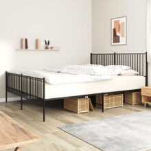 Berkfield Metal Bed Frame without Mattress with Footboard Black 200x200cm