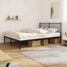 Berkfield Metal Bed Frame without Mattress with Headboard Black 160x200cm