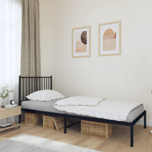 Berkfield Metal Bed Frame without Mattress with Headboard Black 90x200cm