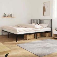 Berkfield Metal Bed Frame without Mattress with Headboard Black 180x200cm
