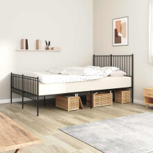 Berkfield Metal Bed Frame without Mattress with Footboard Black 140x200cm