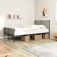 Berkfield Metal Bed Frame without Mattress with Footboard Black 140x190cm