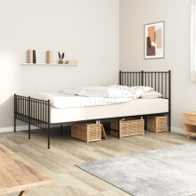 Berkfield Metal Bed Frame without Mattress with Footboard Black 120x190cm
