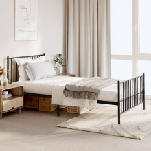 Berkfield Metal Bed Frame without Mattress with Footboard Black 107x203cm