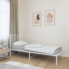 Berkfield Metal Bed Frame without Mattress with Headboard White 80x200cm