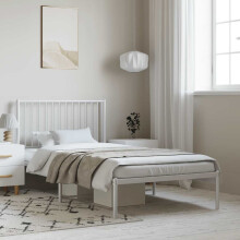 Berkfield Metal Bed Frame without Mattress with Headboard White 100x200cm