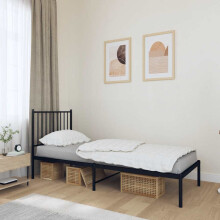 Berkfield Metal Bed Frame without Mattress with Headboard Black 80x200cm