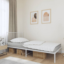 Berkfield Metal Bed Frame without Mattress with Headboard White 107x203cm