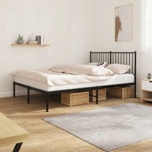 Berkfield Metal Bed Frame without Mattress with Headboard Black 140x200cm