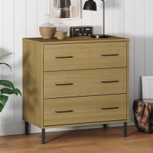 Berkfield Sideboard with 3 Drawers Brown 77x40x79.5 cm Solid Wood OSLO