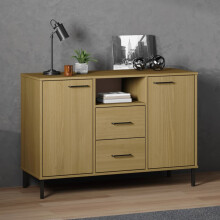 Berkfield Sideboard with Metal Legs Brown 113x40x77 cm Solid Wood OSLO