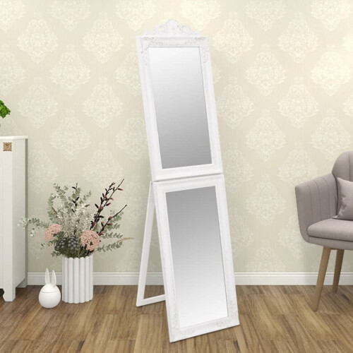 Berkfield Free-Standing Mirror White 40x160 cm