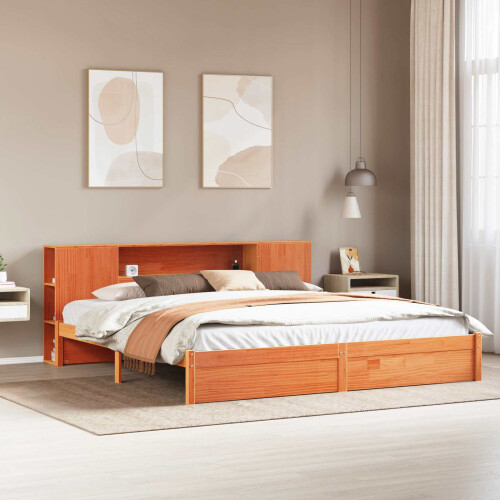 Berkfield Bed Frame with Storage Headboard with Headboard 2 pcs Wax Brown
