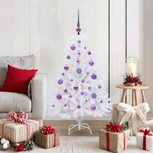 Berkfield Artificial Hinged Christmas Tree White 120 cm PVC and Steel