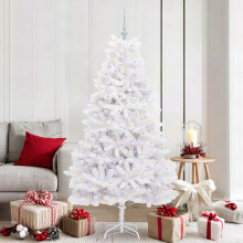 Berkfield Artificial Hinged Christmas Tree White 180 cm PVC and Steel