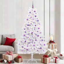 Berkfield Artificial Hinged Christmas Tree White 210 cm PVC and Steel