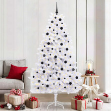 Berkfield Artificial Hinged Christmas Tree White 210 cm PVC and Steel