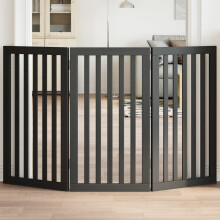 Berkfield Dog Gate Foldable 3 Panels Black 150 cm Poplar Wood