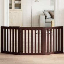 Berkfield Dog Gate Foldable 3 Panels Brown 150 cm Poplar Wood