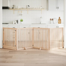 Berkfield Dog Gate with Door Foldable 4 Panels 320 cm Poplar Wood