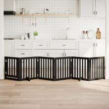 Berkfield Dog Gate with Door Foldable 6 Panels Black 300 cm Poplar Wood