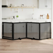 Berkfield Dog Gate with Door Foldable 4 Panels Black 320 cm Poplar Wood