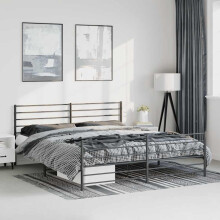 Berkfield Metal Bed Frame without Mattress with Footboard Black 183x213cm