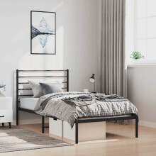 Berkfield Metal Bed Frame without Mattress with Headboard Black 100x200cm
