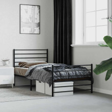 Berkfield Metal Bed Frame without Mattress with Footboard Black 90x200cm