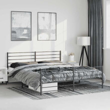 Berkfield Metal Bed Frame without Mattress with Footboard Black 193x203cm