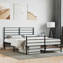 Berkfield Metal Bed Frame without Mattress with Footboard Black 160x200cm