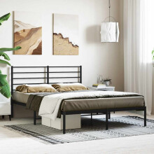 Berkfield Metal Bed Frame without Mattress with Headboard Black 140x190cm