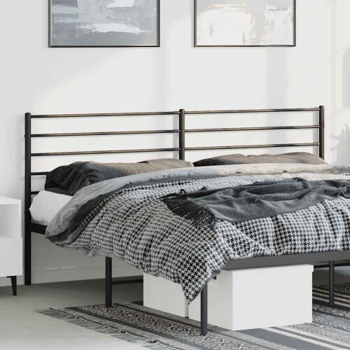 Berkfield Metal Replace Headboard Black 193 cm