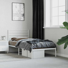 Berkfield Metal Bed Frame without Mattress with Headboard White 75x190cm