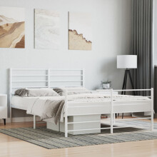 Berkfield Metal Bed Frame without Mattress with Footboard White 160x200cm