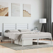 Berkfield Metal Bed Frame without Mattress with Headboard White 140x190cm