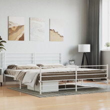 Berkfield Metal Bed Frame without Mattress with Footboard White 200x200cm