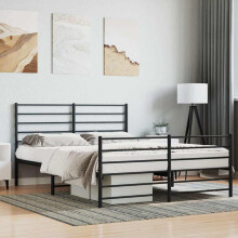 Berkfield Metal Bed Frame without Mattress with Footboard Black 140x200cm