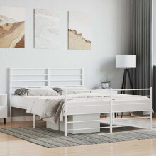 Berkfield Metal Bed Frame without Mattress with Footboard White 120x190cm