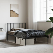 Berkfield Metal Bed Frame without Mattress with Headboard Black 100x200cm